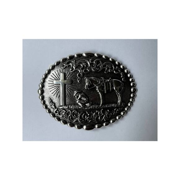 Kneeling Cowboy Prayer Western Nocona Belt Co Belt Buckle - Picture 1 of 6
